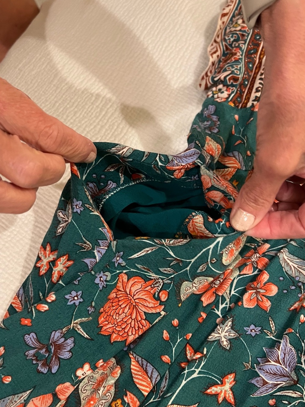 Anthropologie Teal Floral-Trim Blouse Sleeveless Women's Dress size XS - Picture 8 of 10